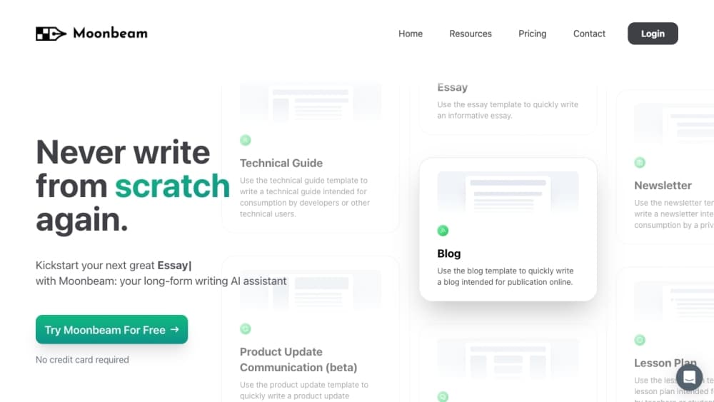 Moonbeam - AI Writing Assistant