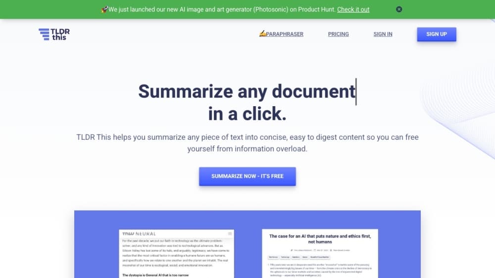 TLDR This - Article Summarizer & Online Text Summarizing Tool