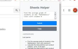 Sheets Helper - Chrome Extension
