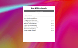 Chat GPT Bookmark Manager - Chrome Extension